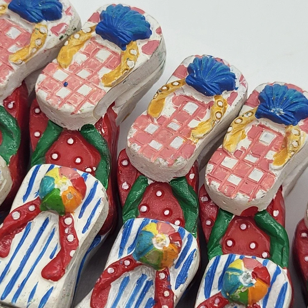 Appetizer Forks Novelty Flip Flop Seashell Summer Colorful Cocktail Set Of 8
